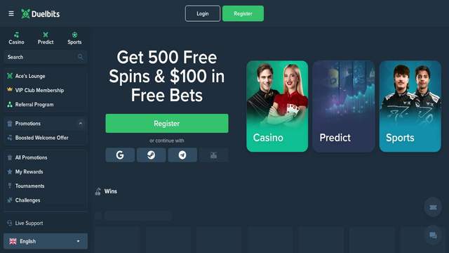 Duelbits casino screenshot
